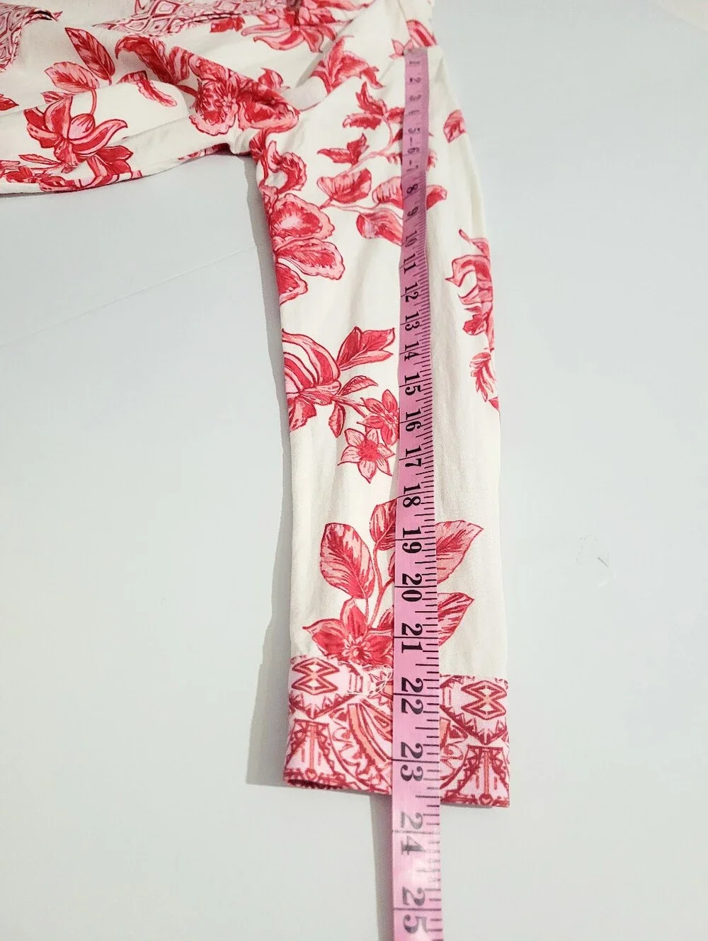 NWOT Zara Floral Linen Blend Button Front Blouse Women's Small Red White Boho - Picture 11 of 12